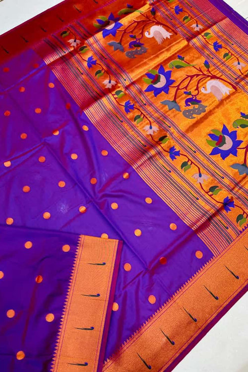Load image into Gallery viewer, Girlish Wine Paithani Silk saree With Snappy Blouse Piece
