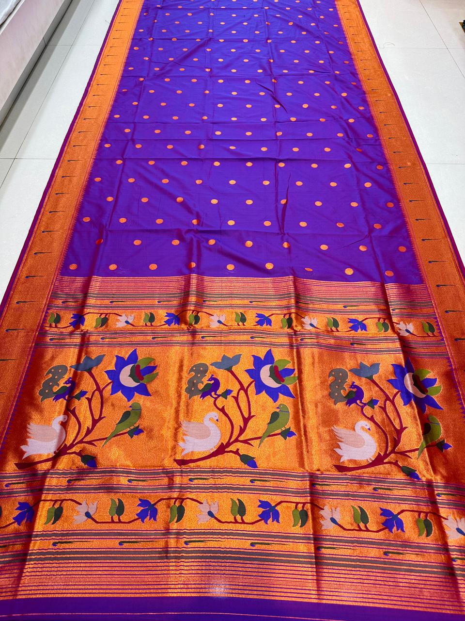 Girlish Wine Paithani Silk saree With Snappy Blouse Piece