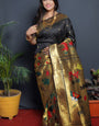Staggering Black Paithani Silk Saree With Classy Blouse Piece