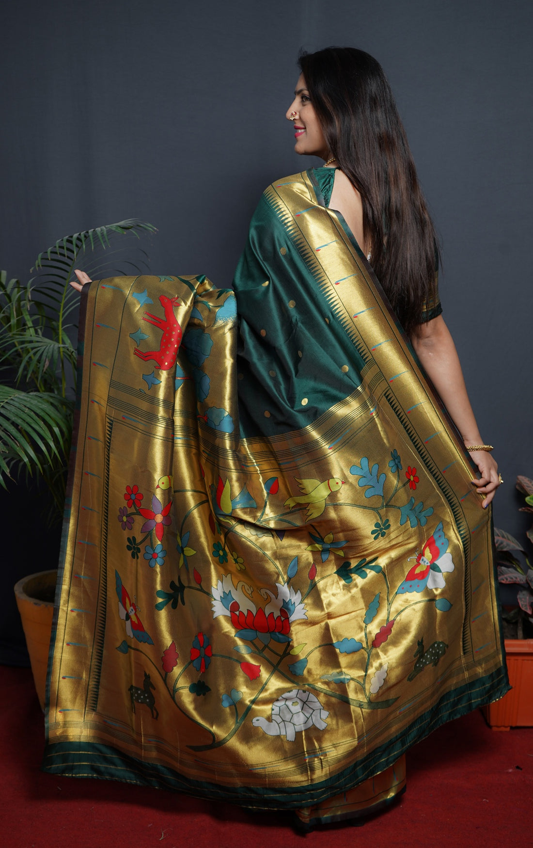 Confounding Green Paithani Silk Saree With Classy Blouse Piece