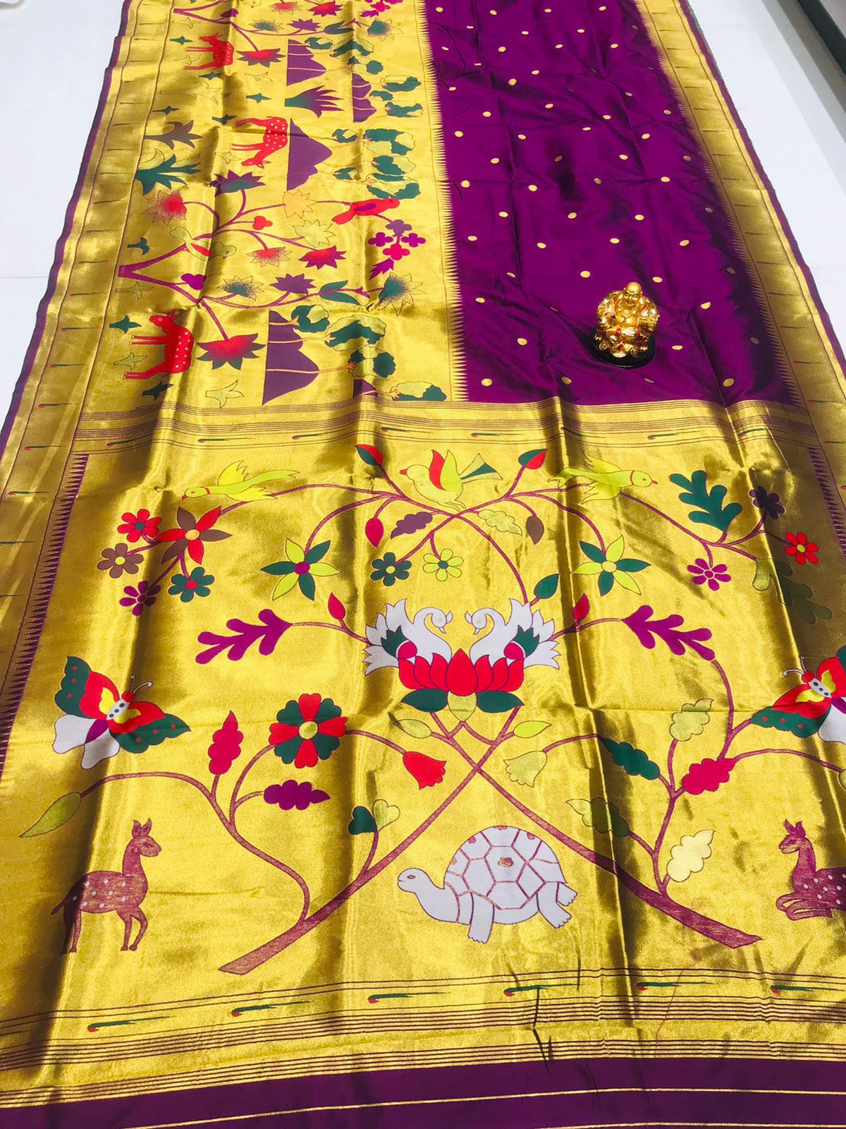 Gratifying Purple Paithani Silk Saree With Classy Blouse Piece