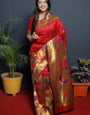 Splendiferous Red Paithani Silk Saree With Classy Blouse Piece