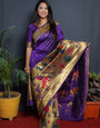 Pleasurable Royal Blue Paithani Silk Saree With Classy Blouse Piece