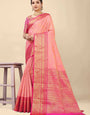 Pretty Pink Kanjivaram Silk With Demure Blouse Piece