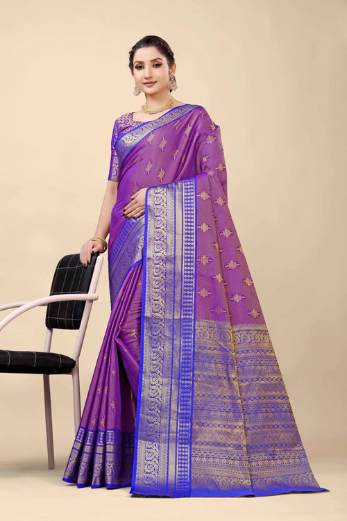 Load image into Gallery viewer, Charming Purple Kanjivaram Silk With Demure Blouse Piece
