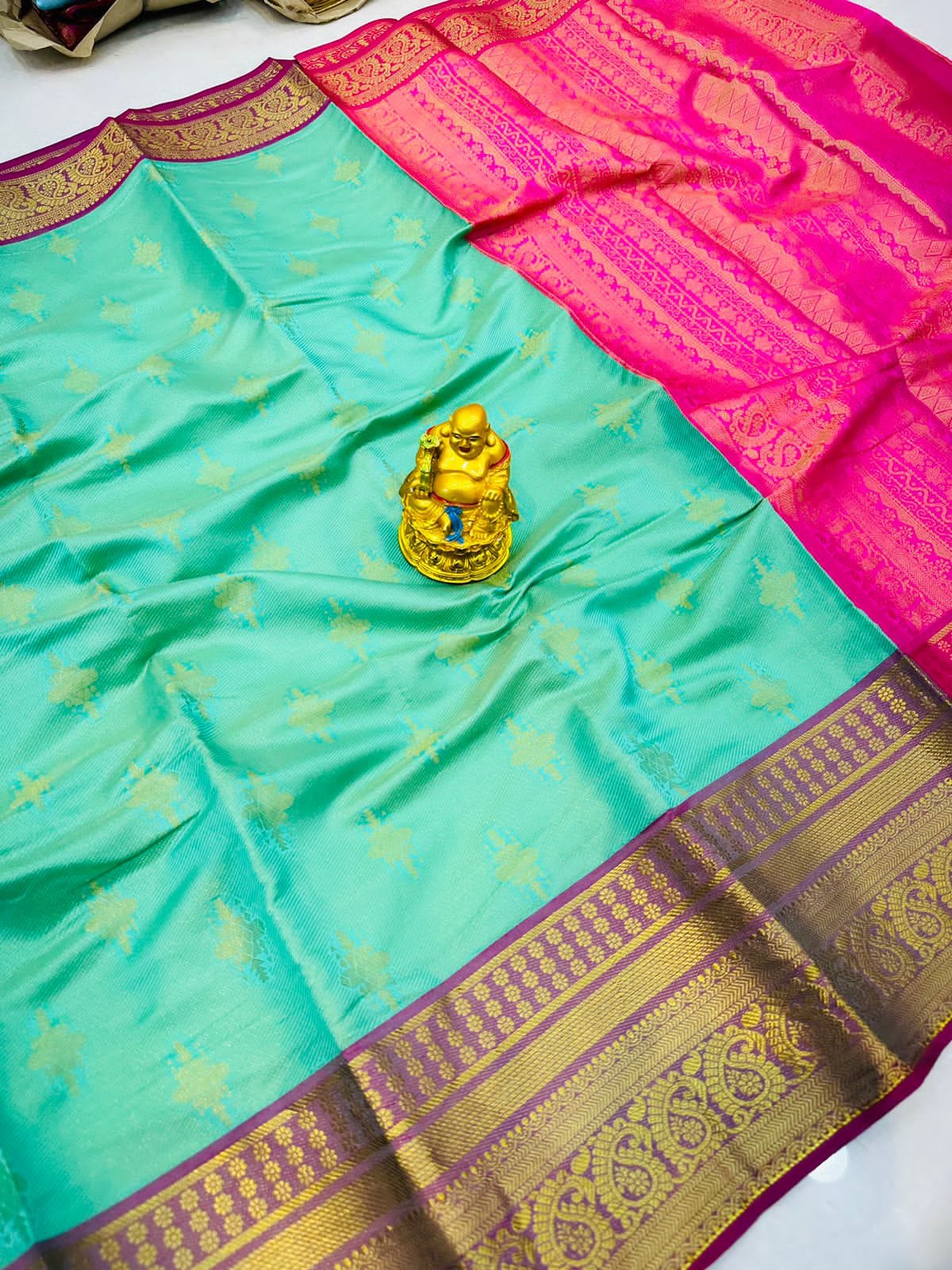 Classy Sky Kanjivaram Silk With Demure Blouse Piece