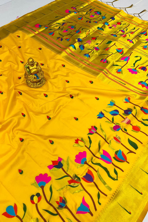 Load image into Gallery viewer, Attractive Yellow Paithani Silk With Woebegone Blouse Piece

