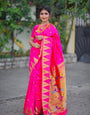 Proficient Dark Pink Paithani Silk Saree With Energetic Blouse Piece