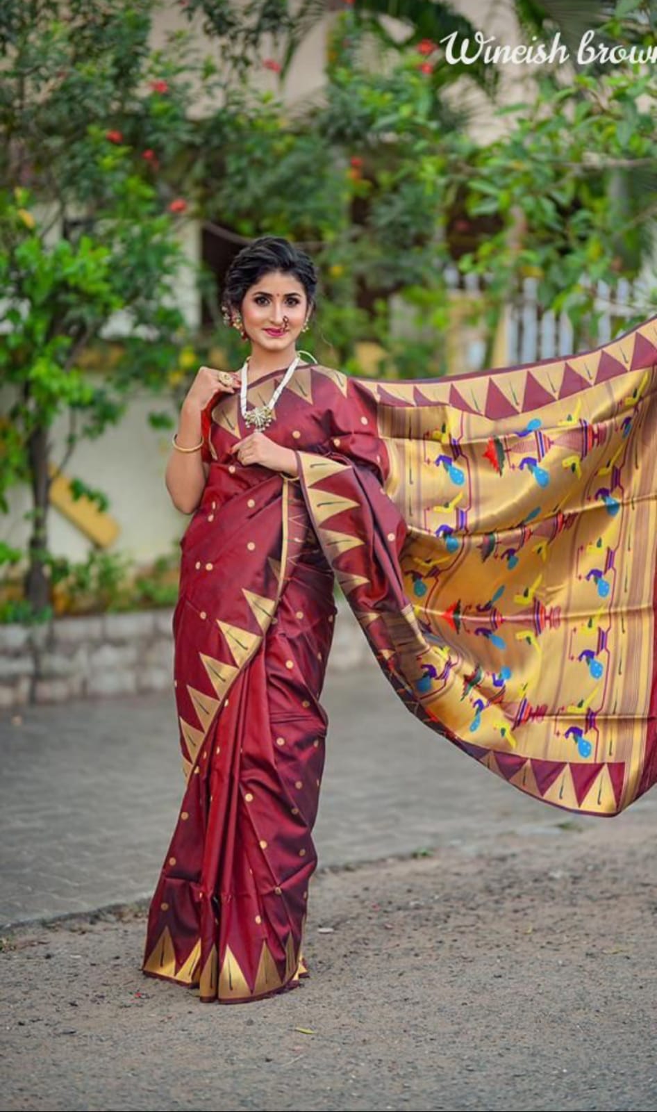 Glittering Maroon Paithani Silk Saree With Energetic Blouse Piece