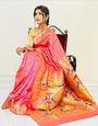 Innovative Pink Paithani Silk Saree With Energetic Blouse Piece