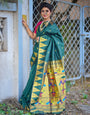 Tremendous Rama Paithani Silk Saree With Energetic Blouse Piece
