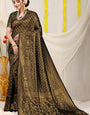 Symmetrical Black Kanjivaram Silk With Glittering Blouse Piece