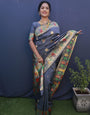 Sizzling Grey Paithani Silk Saree With Ideal Blouse Piece