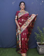 Gorgeous Maroon Paithani Silk Saree With Ideal Blouse Piece