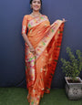 Wonderful Orange Paithani Silk Saree With Ideal Blouse Piece