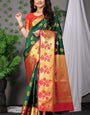 Majesty Green Banarasi Silk Saree With Most Adorable Blouse Piece