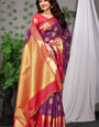 Mesmeric Purple Banarasi Silk Saree With Most Adorable Blouse Piece