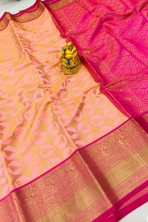 Load image into Gallery viewer, Ravishing Pink Kanjivaram Silk With Palimpsest Blouse Piece
