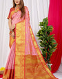 Fragrant Pink Kanjivaram Silk With Glittering Blouse Piece