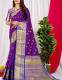 Splendorous Purple Kanjivaram Silk With Glittering Blouse Piece