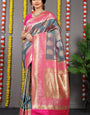 Supernal Rama Banarasi Silk Saree With Comely Blouse Piece