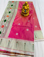 Susurrous Dark Pink Paithani Silk Saree With Gratifying Blouse Piece
