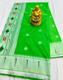 Amiable Green Paithani Silk Saree With Nemesis Blouse Piece