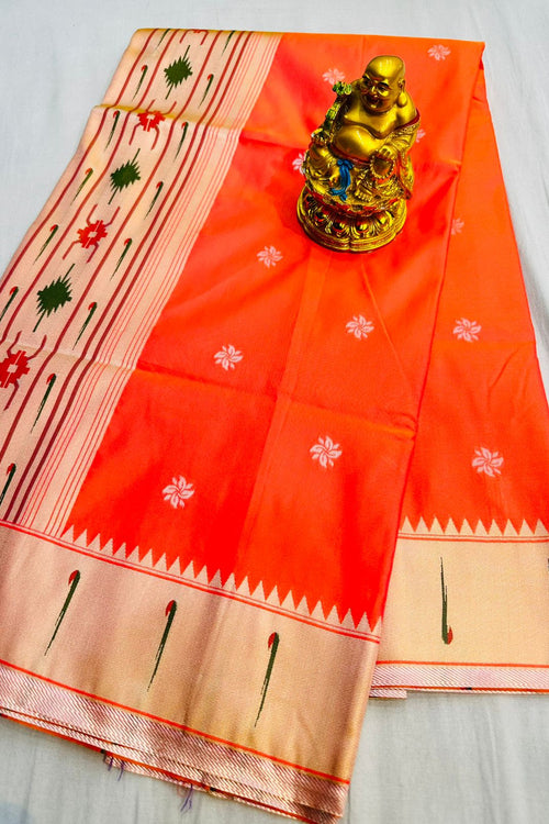 Load image into Gallery viewer, Unequalled Red Paithani Silk Saree With Beauteous Blouse Piece
