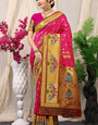 Hypnotic Pink Paithani Silk Saree With Splendorous Blouse Piece