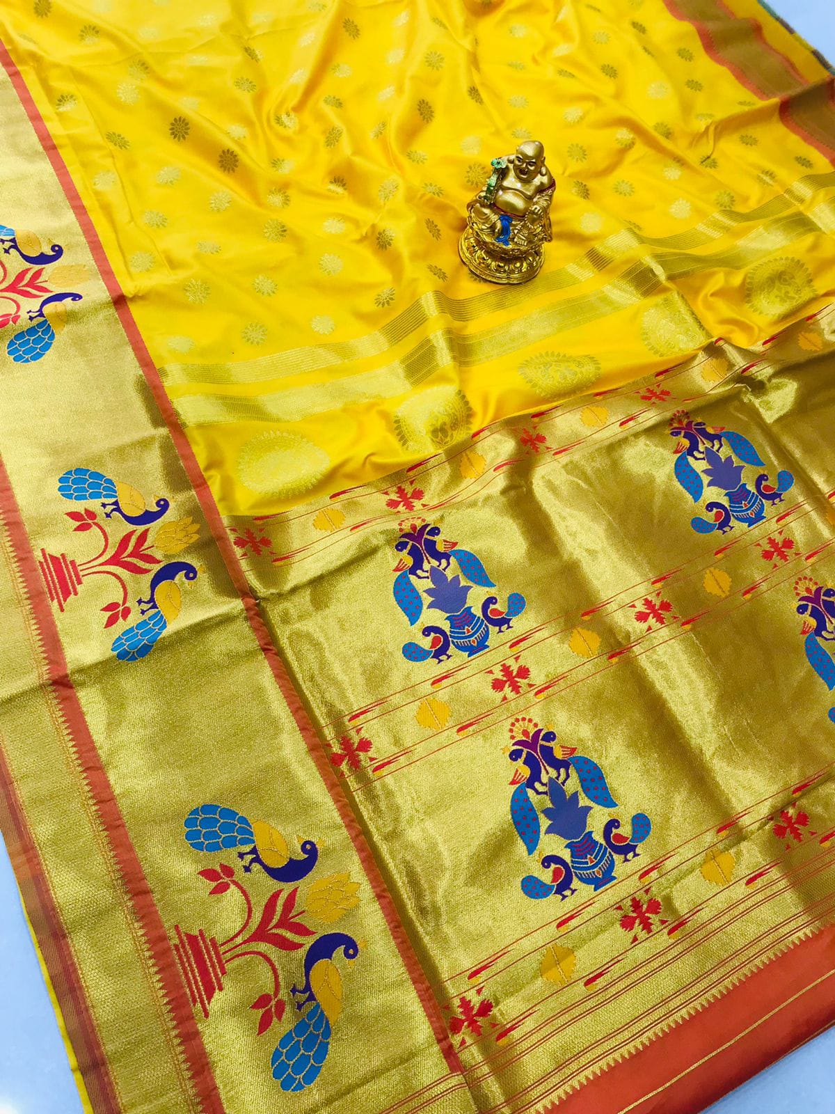 Opulent Yellow Paithani Silk Saree With Splendorous Blouse Piece