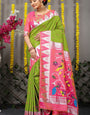 Seraglio Green Paithani Silk Saree With Appealing Blouse Piece