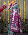 Susurrous Rama Paithani Silk Saree With Appealing Blouse Piece