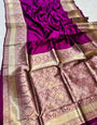 Impressive Purple Soft Banarasi Silk Saree With Nemesis Blouse Piece