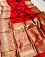 Designer Red Soft Banarasi Silk Saree With Nemesis Blouse Piece