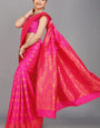 Quintessential Dark Pink Soft Banarasi Silk Saree With Nemesis Blouse Piece