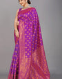 Quintessential Purple Soft Banarasi Silk Saree With Nemesis Blouse Piece