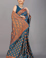 Quintessential Rama Soft Banarasi Silk Saree With Nemesis Blouse Piece