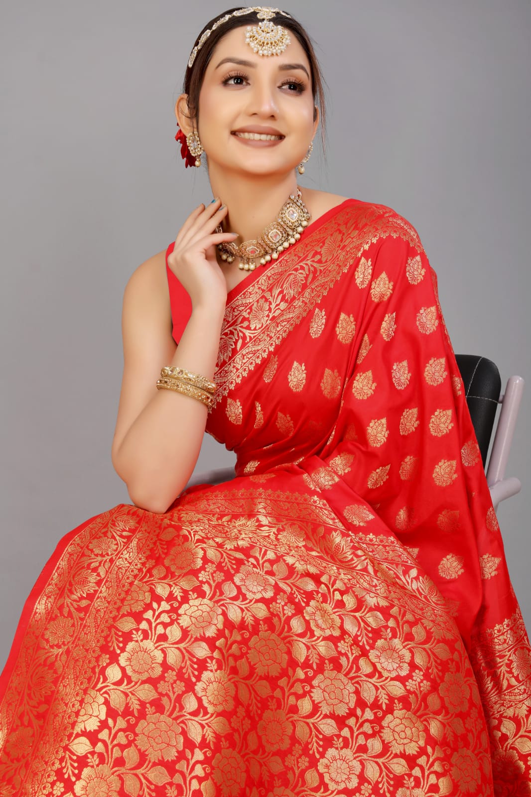Quintessential Red Soft Banarasi Silk Saree With Nemesis Blouse Piece