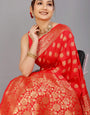 Quintessential Red Soft Banarasi Silk Saree With Nemesis Blouse Piece