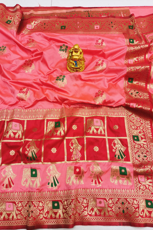 Load image into Gallery viewer, Transcendent Pink Patola Silk Saree With Groovy Blouse Piece
