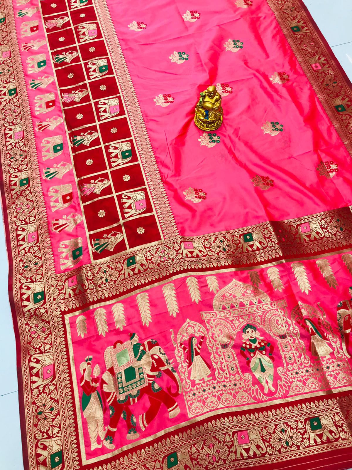 Transcendent Pink Patola Silk Saree With Groovy Blouse Piece