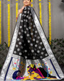 Appealing Black Paithani Silk Saree With Propinquity Blouse Piece