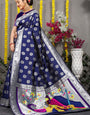 Impressive Blue Paithani Silk Saree With Nemesis Blouse Piece