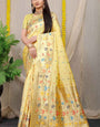 Adoring Beige Paithani Silk Saree With Blissful Blouse Piece