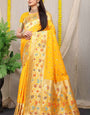 Angelic Yellow Paithani Silk Saree With Blissful Blouse Piece