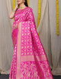 Surpassing Dark Pink Banarasi Silk Saree With Sensational Blouse Piece