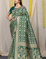 Jazzy Green Banarasi Silk Saree With Sensational Blouse Piece