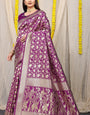 Appealing Purple Banarasi Silk Saree With Sensational Blouse Piece