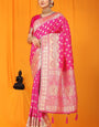 Incredible Dark Pink Banarasi Silk Saree With Scintilla Blouse Piece