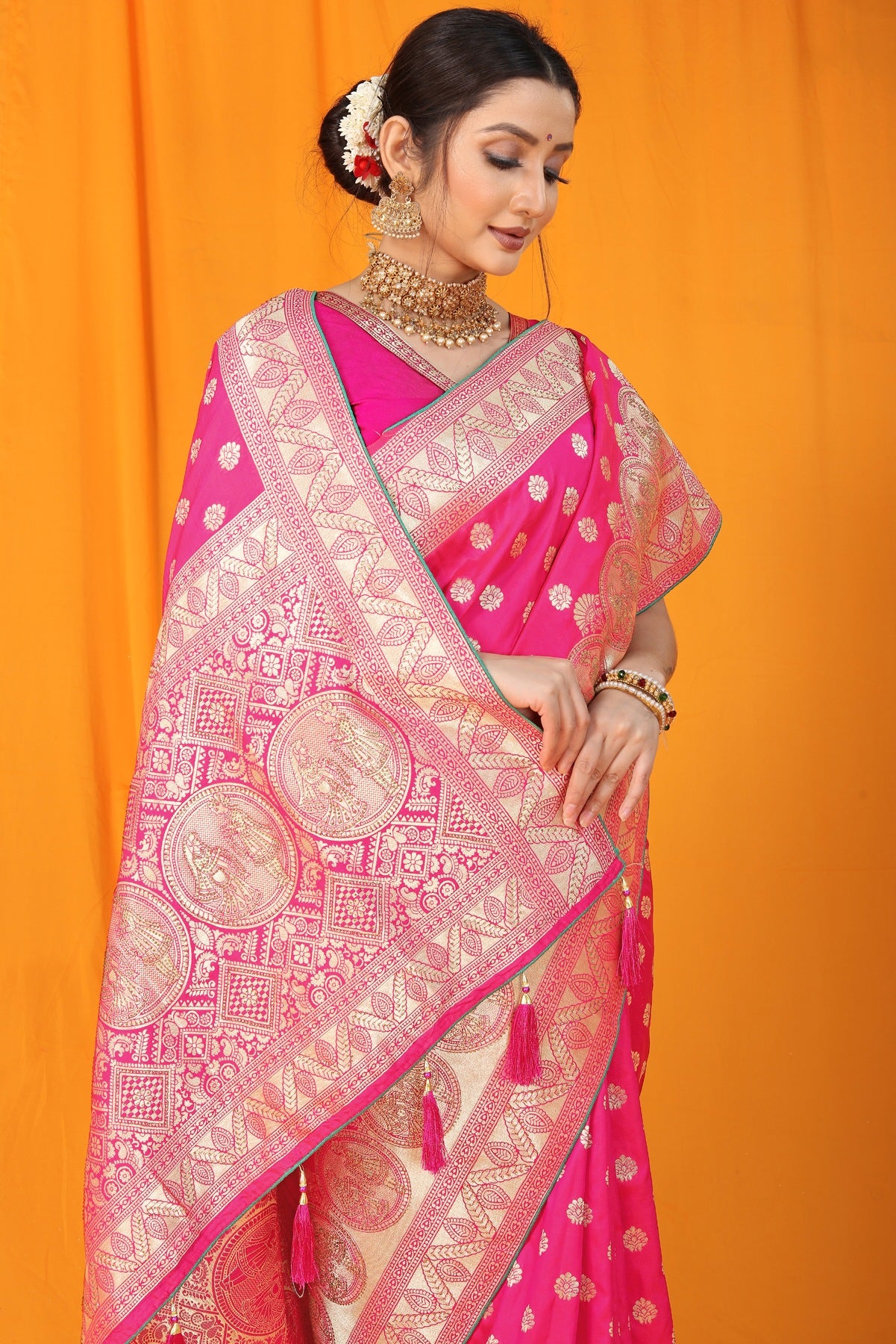 Designer Zardosi Banarasi Silk Saree (adi61128)